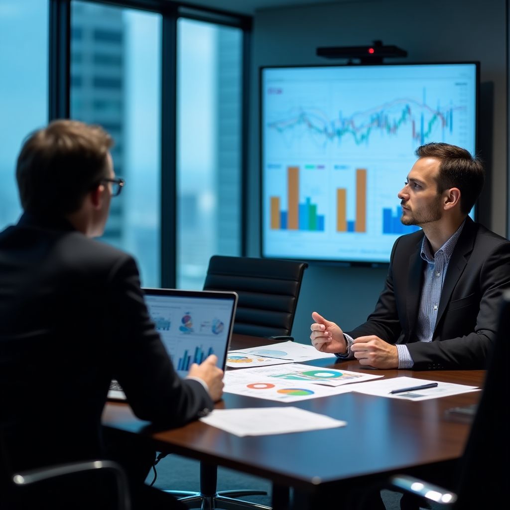 Reunión de expertos interpretando datos económicos